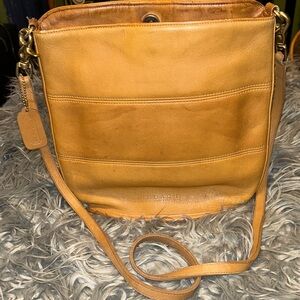VTG COACH TRIBECA#9083 Legacy Duffle Tan Leather ShoulderBag 90’s Retro Classic